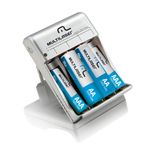 Carregador de Pilhas Bivolt Com 2 Pilhas AA 2600mAh e 2 Pilhas AAA 900 mAh - Multilaser