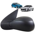 Espelho Retrovisor Externo Controle Manual Base de Plástico Preto Liso Peugeot 206 Peugeot 207 Peugeot Escapade