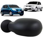 Espelho Retrovisor Externo Fixo Base Plástico Preto Liso Renault Logan e Sandero 2007 até 2009