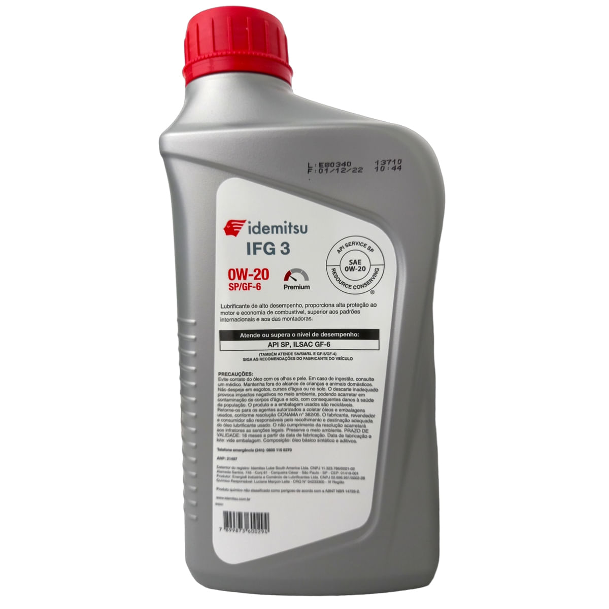 Óleo Lubrificante do Motor 100% Sintético Idemitsu IFG 3 0W20 API