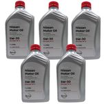 Combo 5 Litros Óleo do Motor Original Nissan 5W30 GF5 API SN 100% Sintético Aplicado nos Veículos (Tiida, March, Versa, Sentra, Livina)
