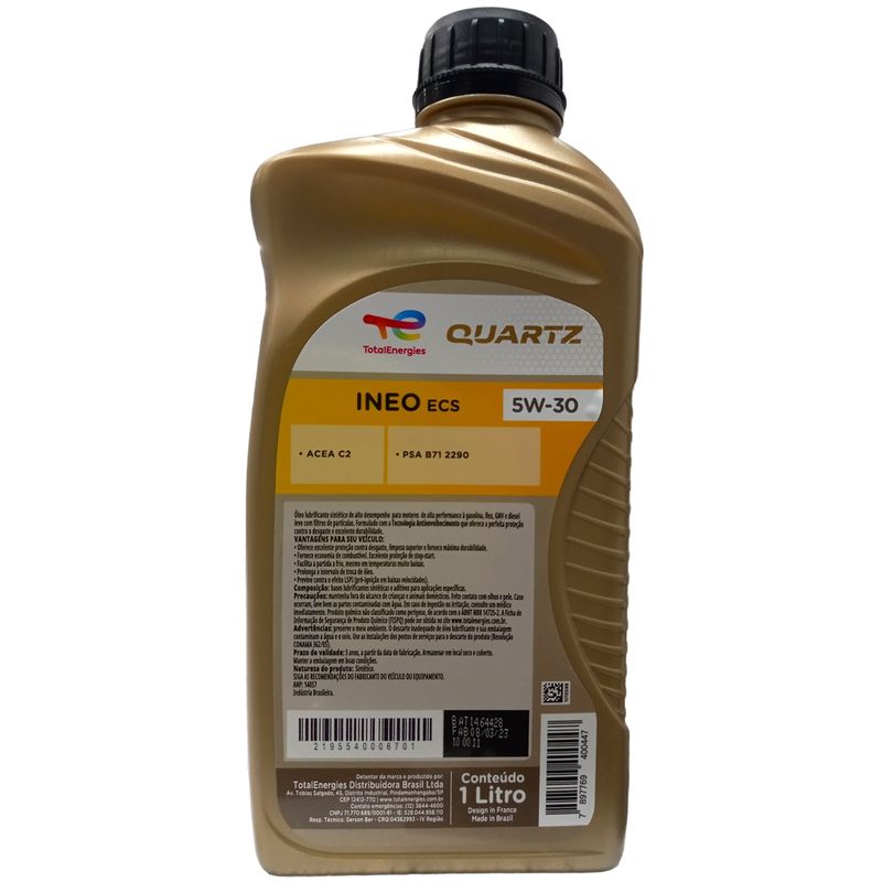 ACEITE 5W30 TOTAL QUARTZ INEO ECS SINTETICO 4 LTS