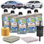Kit Revisão 5 Litros de Óleo Total Quartz 10W30 + Kit de Filtros Mann Filter Toyota Corolla 1.8/2.0 16V 2010 até 2019