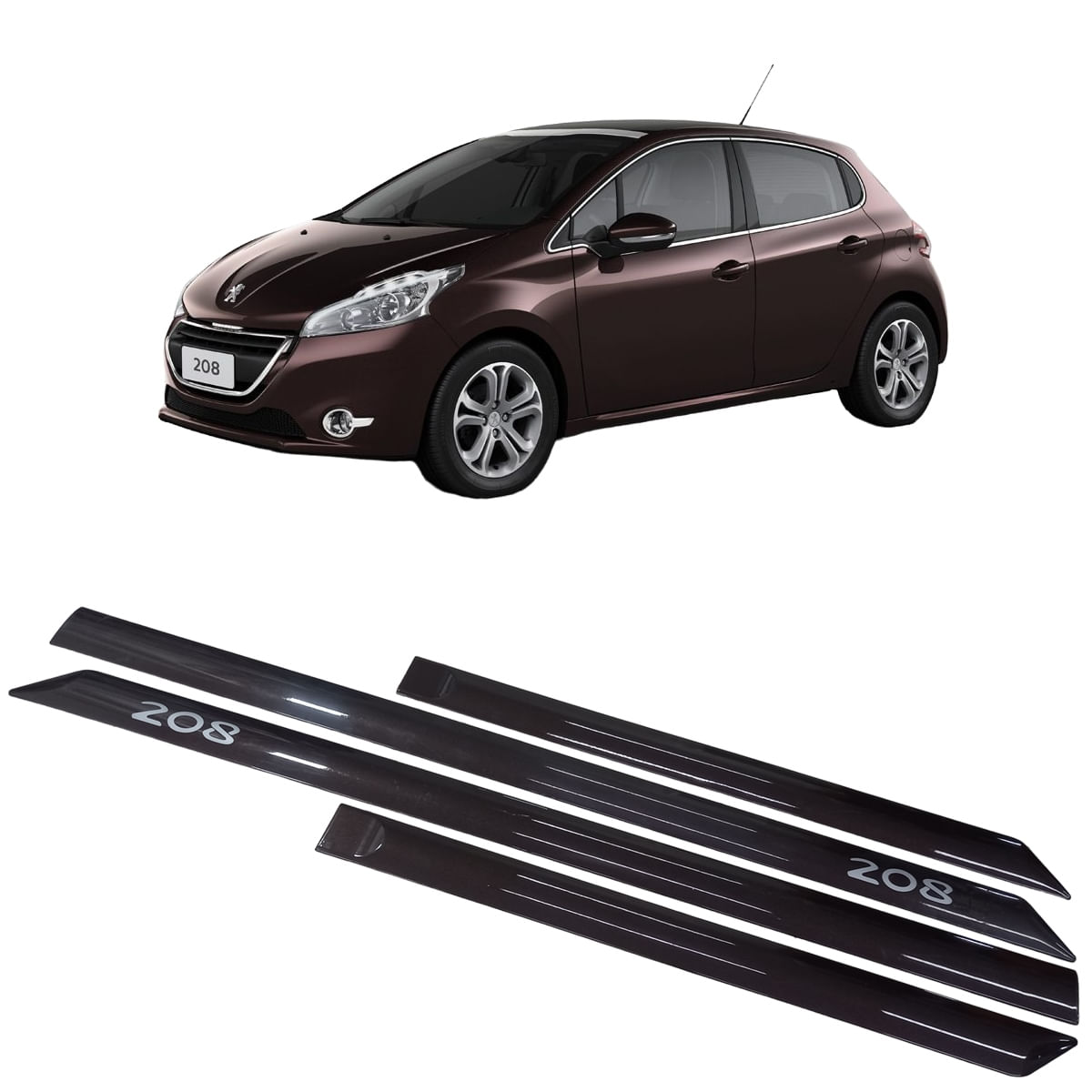Jogo de Friso Lateral Personalizado Peugeot 208 Marron - Altese