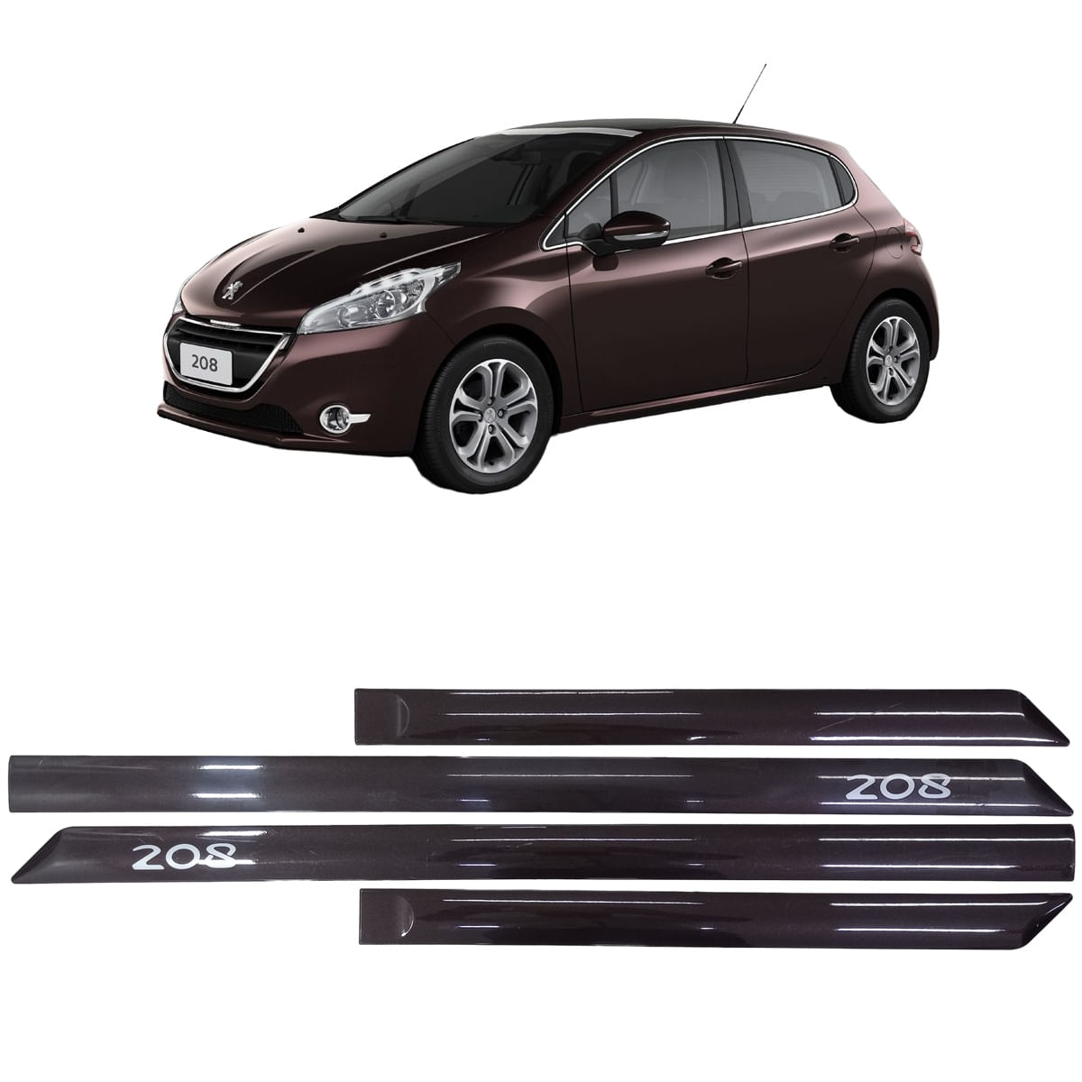 Jogo de Friso Lateral Personalizado Peugeot 208 Marron - Altese