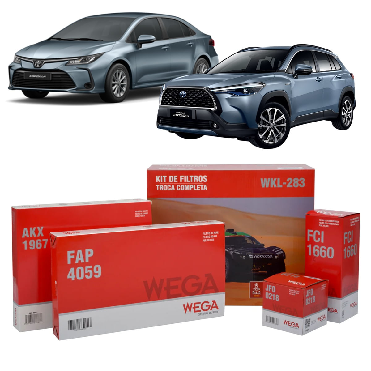 Kit de Filtros Wega Toyota Corolla 2.0 16V Flex 2019 em diante e