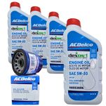 Kit 4 Litros Óleo Lubrificante do Motor ACDelco SP 5W30 DEXOS1 100% Sintético + Filtro De Óleo Do Motor Cruze 2016 Em Diante