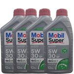 Kit 4 Litros Óleo Lubrificante de Motor Mobil Super API SP 5W30 100% Sintético GF-6 Dexos 1L