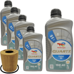 Kit 5l Óleo Lubrificante Total Quartz 15w40 + Filtro de Óleo
