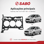 Junta Cabeçote Sabó 82819FLEX Fibra Ford Ka Ka+ 1.0 12V 3 Cilindros