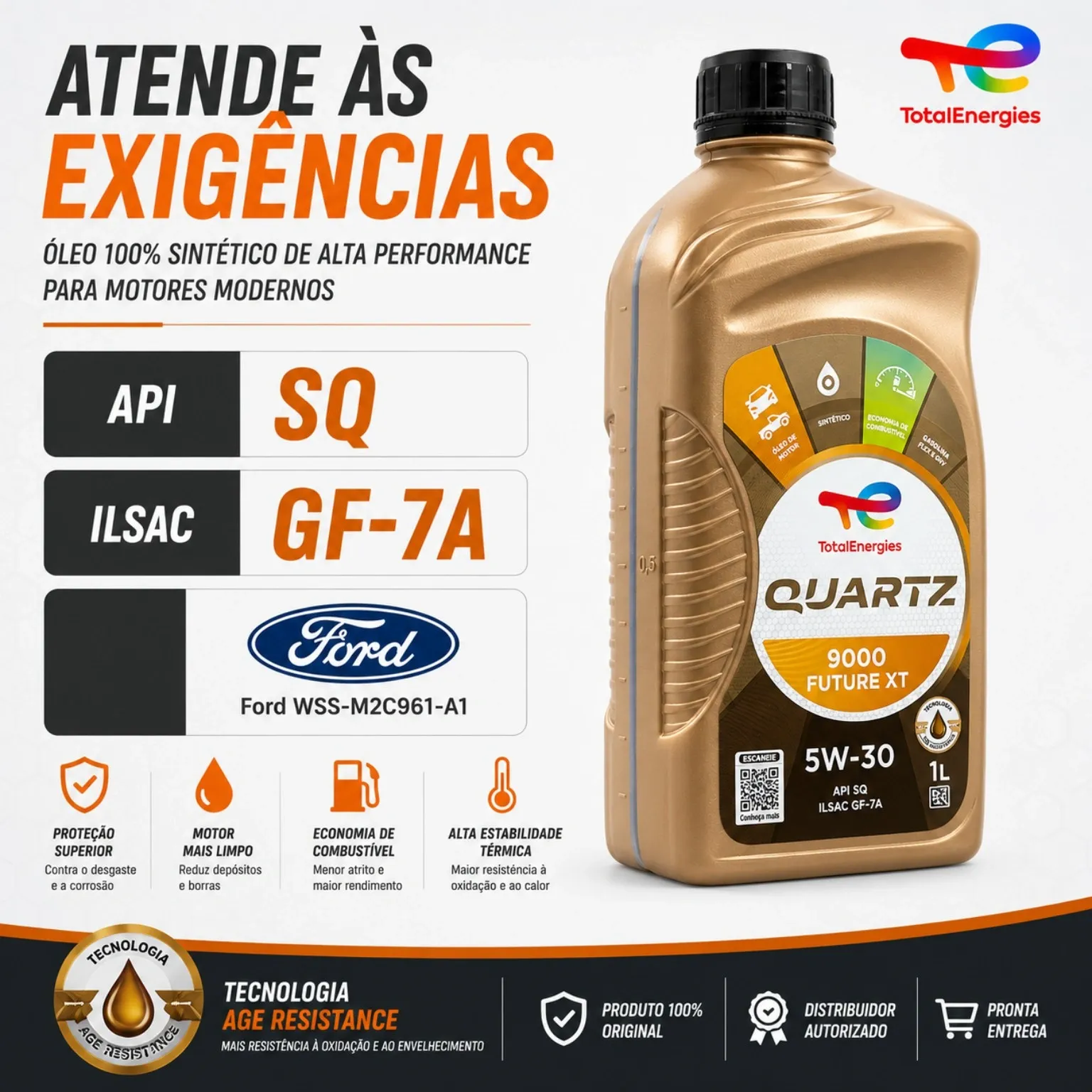 Óleo Lubrificante do Motor Total Quartz 9000 Future XT 5W30