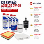 Kit Revisão 0W20 ACDelco Dexos1 + Filtros Cobalt Onix Prisma Spin 2017 em Diante 4 Cilindros
