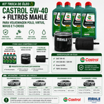 Kit Troca de Óleo Castrol 5W40 + Filtros VW Polo Virtus Nivus T-Cross 2018 a 2024