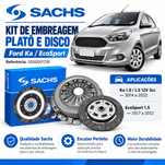 Kit de Embreagem Sachs Ford Ka 1.0 12V e EcoSport 1.5 12V — Platô e Disco